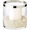 EDZARD Lanterne Molly Verre Platine - Hauteur 6 Cm Diamètre 7 Cm, Élégante Et Résistante Au Vent