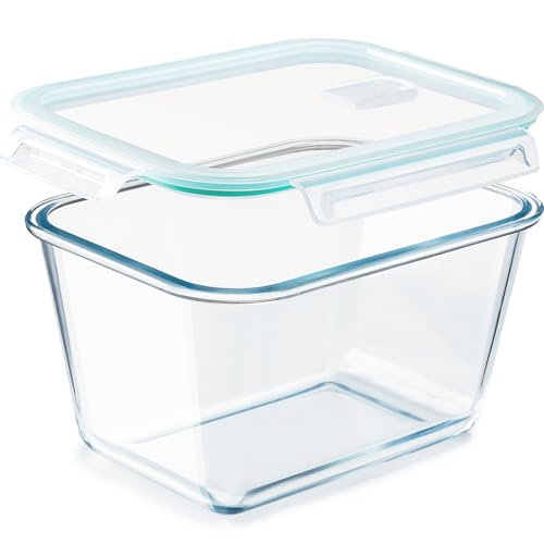 NUTRIUPS 2.6L Large Glass Food Storage Container, 9×6×5in