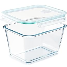 NUTRIUPS 2.6L Large Glass Food Storage Container, 9×6×5in