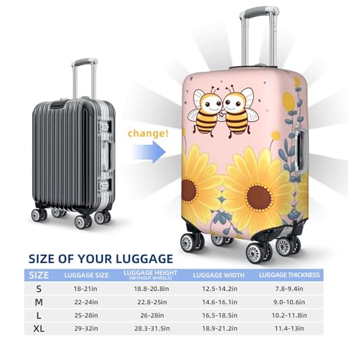 Travel Luggage Cover Cute bees and flowers Suitcase Protector Elastic Washable Stretch Suitcase Protector Anti-Scratch Travel Suitcase Cover Fit 18-32 Inch Luggage2