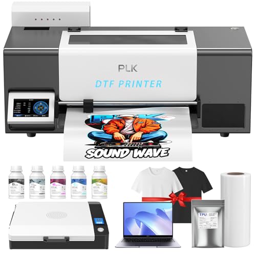 Image of PLK A3 DTF Printer with XP600 Printhead, Automatic Cleaning System & Holiday Mode, Roll Feeder, Built-in Film Cutter, Dual White Ink System for T-Shirt & Apparel Printing(S13 Printer+Laptop+Oven)