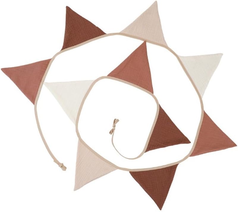 Pennant Banners Bunting Flags Beige and Coffee, Garland Triangle Banners Fabric for Boho Shower Wedding Party Decorations Nursery Playroom Decor(Beige Coffee) - Image 3