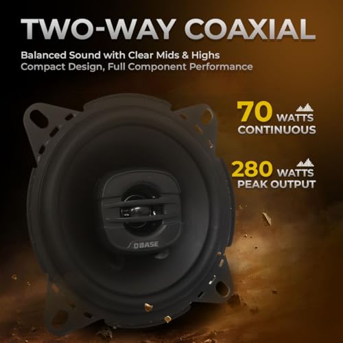 Image of DBASE 4 inch (10.1cm) Two-Way Coaxial Car Speakers | Powerful 90dB Audio Output | 25mm Tweeter | 4 Ohm Impedance | Universal Car Fit | Premium Build Quality | High Bass Performance | 1-Year Warranty