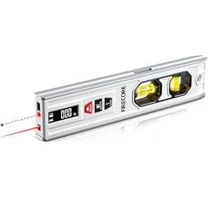 3-In-1 Spirit Level with 65ft Laser Distance Measure & 32ft Leveling Line, Firecore 9 Inch Torpedo Level Magnetic with Light, Rechargeable Small Digital Leveler Tool for Picture Hanging Construction