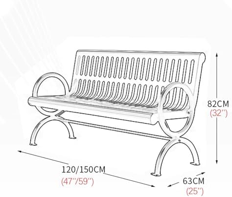 Robust Metal Outdoor Bench with Backrest - Weatherproof Steel Garden Seating for Patio, Porch, Yard & Park - Stylish 150x63x82cm Decor