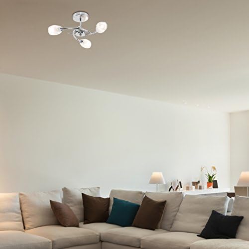 Pair of - Modern Chrome 3 Way Ceiling Lights with Frosted Glass Shades