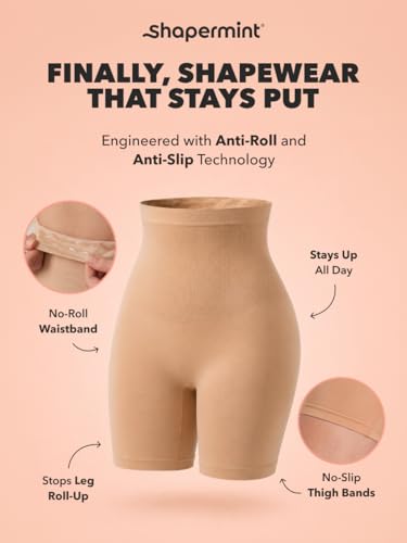 Image of SHAPERMINT High Waisted Body Shaper Shorts Shapewear for Women Tummy Control Thigh Slimming Technology