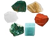 Amazing Gemstone Crystals for Pain Relief Manifestation, Set of 6 Blood Stone, Amazonite, Clear Quartz, Red Jasper, Lace Agate and Moss Agate Healing Crystals and Stones