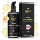 Satin Naturel Olio Barba Uomo 100ml – Bio con Olio di Mandorle, Argan e Jojoba – Cura Barba Uomo, Crescita Barba e Idratazione – Idee Regalo Uomo
