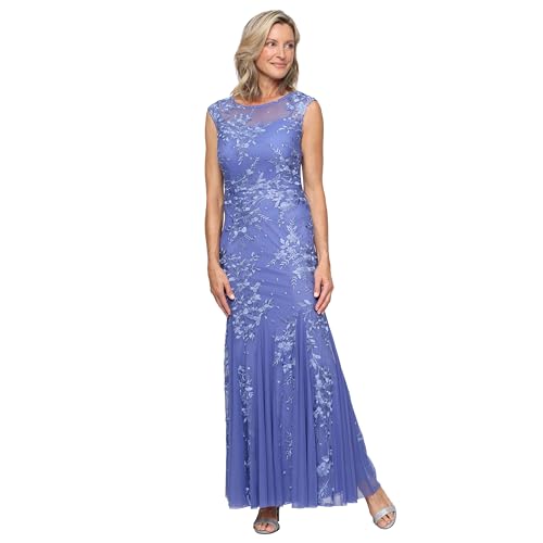 Image of Alex Evenings Women's Long Length Fit and Flare Mother of the Bride Dress with Godet Detail (Petite and Regular Sizes)
