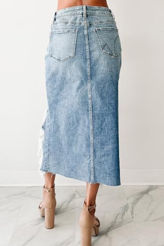 Apvirdy Irregular Distressed Denim Skirt for Women High Waist Buttoned Western Cowboy Jean Skirts 20253