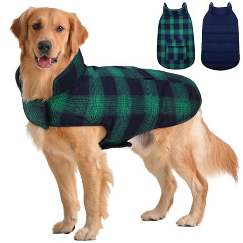 Kuoser Reversible Dog Jacket, Warm Winter Coat for Medium & Large Dogs, Warm Windproof Pet Cold...