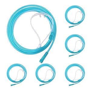 5PCS High Flow, Super Soft 7ft Cannula Nasal Tubing for Oxygen, Adult Nasal Cannula, Premium Nasal Cannulas for Oxygen Therapy, Green Oxygen Tubing