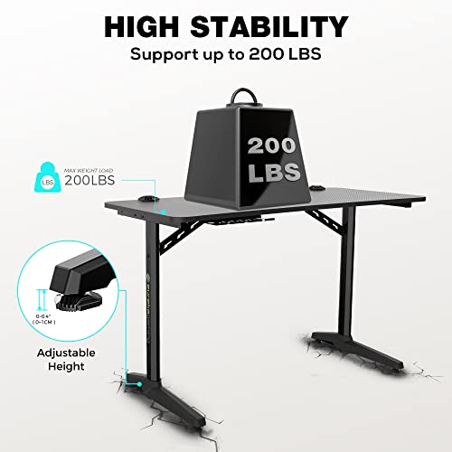 EUREKA ERGONOMIC Gaming Desk Large Gaming Table Gaming Computer desk T Shaped Gaming Computer Table for PC Home and Office Black (‎112 * 60 * 77 cm)