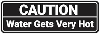 Standard Caution Water Gets Very Hot Sign (Black) - Small 1 Pack