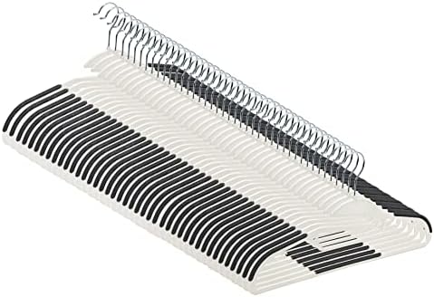Closet Accessories Plastic Hangers, 50 Pack, with Non Slip Coating at Shoulders and Bar, Gray (S Shape)