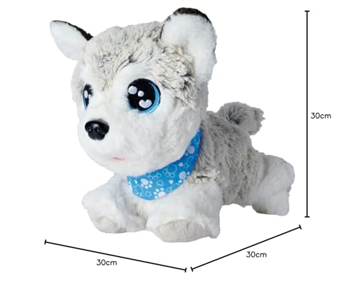 Simba 105890050 - Chichi Love Happy Husky (30 cm) - interaktiver Spielzeug-Hund für Kinder ab 3 Jahre, süßes Kuscheltier mit Deutscher Sprachsteuerung (12 Funktionen) & Sound inkl. Batterien