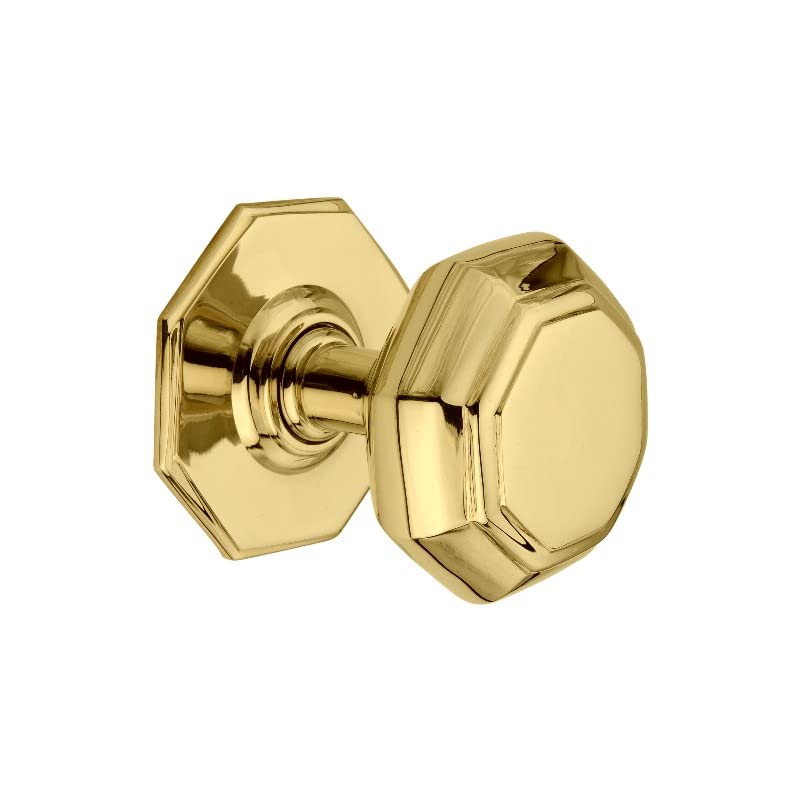 Infinity Decor Octagonal Solid Brass Large Centre Door Knob Pull Handles 80mm – Ideal for External and Internal Use (Polished Brass)