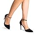 DREAM PAIRS Women's Oppointed-Lacey Pointed Toe Ankle Strap High Heel Stiletto Pumps Wedding Dress Shoes,Size 10,Black/Nubuck,Oppointed_Lacey