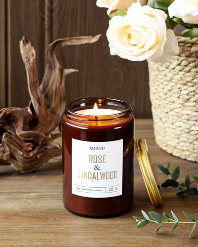 Image of AOOVOO Rose Sandalwood Candles - 22 oz Scented Candles, Aromatherapy Candle, Soy Candle for Home Scented