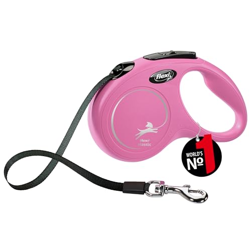 Croci Flexi New Classic, Guinzaglio per cani allungabile, 5 Metri/Taglia S - fino a 15 KG, Rosa