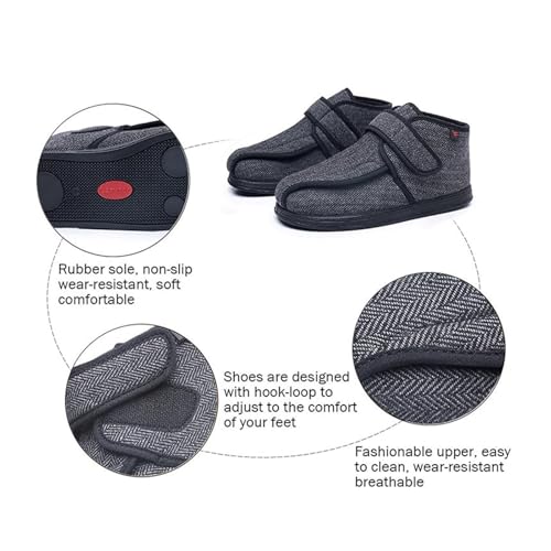 Elderly Men's Diabetic Shoes, Men's Winter Warm Thermal Fleece Lined Adjustable Diabetic Shoes, Surgical Easy Close Orthopaedic Shoe, for Elderly Arthritis Edema Swollen Feet Thumb2