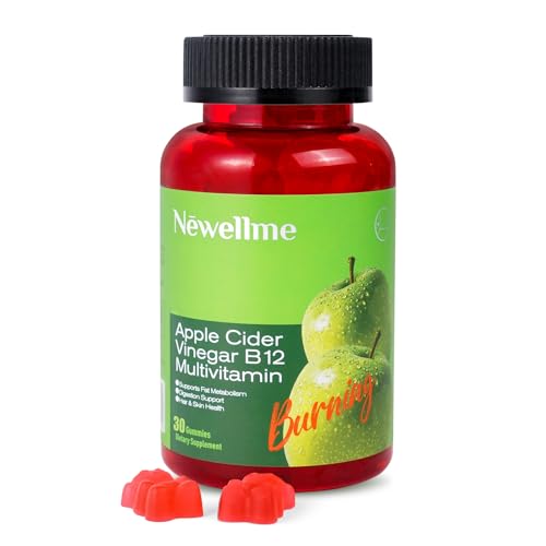 NEWELLME Apple Cider Vinegar Gummies B12 Multivitamin,ACV Supplement Gummy Vitamins,Non GMO, Vegetarian Supplement for Women & Men,Support Normal Energy Levels & Gut Health 30 Gummies (30)
