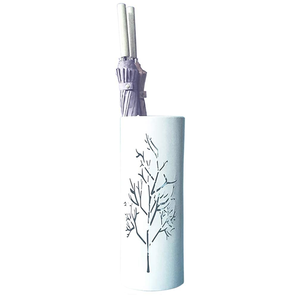 Porte-parapluie blanc rectangulaire compact avec crochet pour entrée de maison et bureau