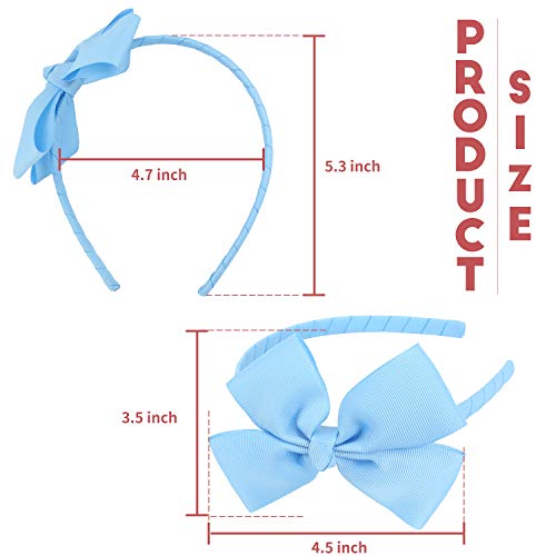 Midi Ribbon Fashion Baby Blue Bow Headband Bowknot Headband Big Bow Grosgrain Ribbon Hair Hoop Headband For Girls Toddlers Girls Kids Party Decor Cosplay Costume Headwear Makeup Handmade Hair Band #TOP3
