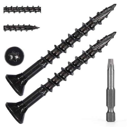 Image of Wood Screws #8 x 1-5 /8'', T25 Star Torx Drive Flat Head Deck Screws, Black, 154Pcs (1lb)
