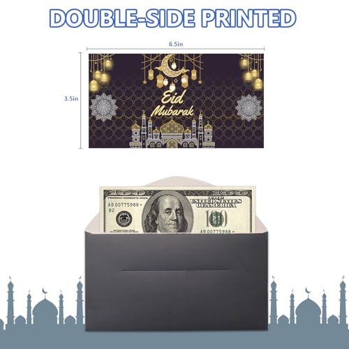 ONEHAUS Envelopes de Dinheiro Eid Mubarak Ramadan - Pacote com 24 Envelopes para Dinheiro e Vale-Pre