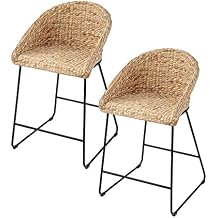 SEI Furniture - Landrine Water Hyacinth Counter Stools - 2 Piece Set - Bohemian Design, Natural Rattan - Easy Assembly - Ideal for Kitchen, Dining Room BC1130831