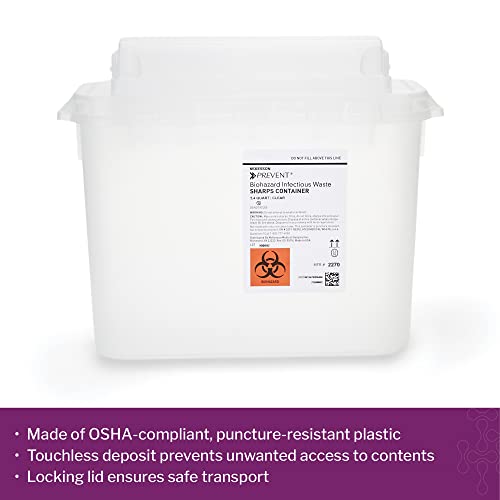 McKesson-Prevent-Sharps-Container-for-Home-Use-54-Quart-for-Biohazard-Infectious-Waste-Needle-and-Syringe-Disposal-Translucent-Touchless-Lid-White-1-Count