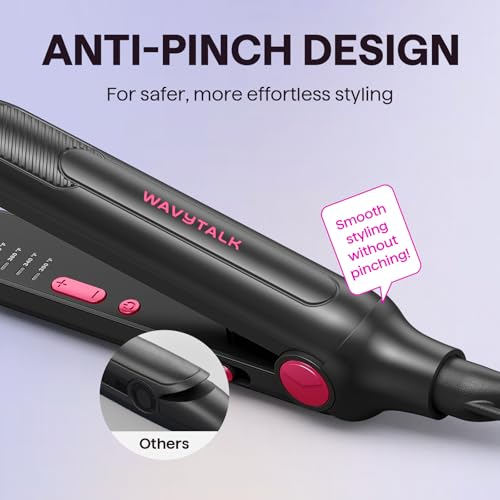 Image of Wavytalk Small Flat Iron for Short Hair /Pixie Cut /Bangs /Edges, 3 /10 inch Pencil Flat Iron, Mini Hair Straightener with Anti-Pinch Design, Dual Voltage, Hot Pink