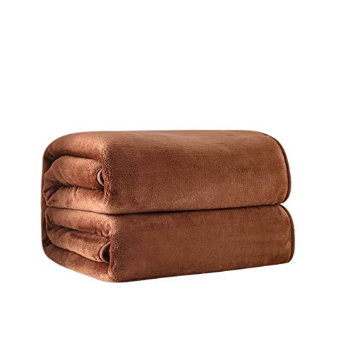 Couverture 180x200cm marron lit double contre le froid en molleton