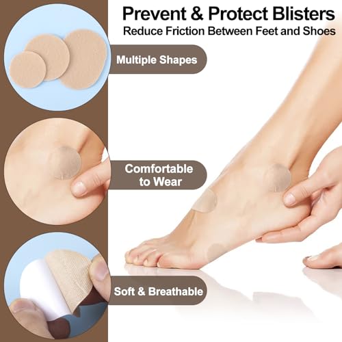 Image of Pndeyo 30pcs Moleskin Pads for Feet, Round Oval Blister Protection Patch, Self-Adhesive Flannel Moleskin Strips, Anti-Wear Mole Skin Patch for High Heels Loafers Boots Hiking Shoes- Nude Color