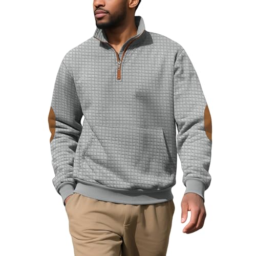 Mens Quarter Zip Pullover Fashion Fall Winter Warm Turtleneck Sweater Athletic Long Sleeve Workout Casual Sweatshirt