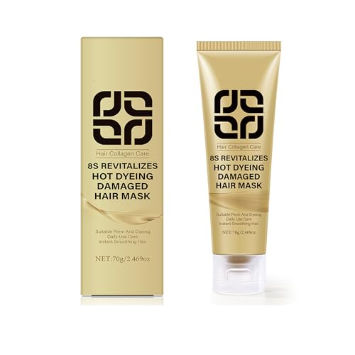 Mascarilla Pelo con Aceite de Coco, Menta y Colágeno - Acondicionador Pelo Sin Aclarado, Reparación Profunda para Cabello Seco y Dañado, Tratamiento Hidratante Intenso (#1, 70g)