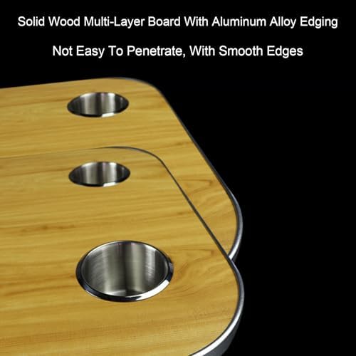 Adjustable RV Table, Removable Height Picnic Table for Boats & Outdoor Camping, 2 Cup Holders, Ideal for RV Conversions & Picnics - Yellow