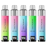 Crystal Pro CP 10K Device, Rechargeable 1000mAh, LED Battery Indicator, 0mg No Nicotine, Mixed Pack of 5, (Blue Razz GB, ⁠Blue Sour Raspberry, ⁠Blueberry Raspberry, ⁠Cherry C, ⁠Cherry Ice)