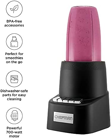 Chefman 700-Watt Blender, High-Powered Food Blender for Smoothies, Soups, and More, Large Capacity Jug Blender, Easy-to-Clean, Perfect for Home Use, Black
