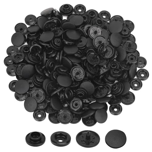 Kam Lot de 50 boutons pression en plastique noir mat T5 (taille 20) pour couches, blazers, vêtements d'enfants, costumes, travaux manuels, vestes, chemises et tissus...