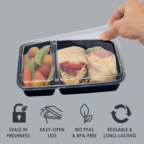 Image of Bentgo Prep - 20-Piece 2-Compartment Reusable Meal Prep Containers with Lids, PFAS & BPA Free Materials, Durable, Microwave, Freezer, & Dishwasher Safe To Go Food Storage (Navy Blue)