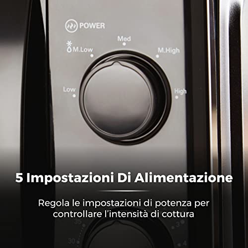 Tower T24034BLK Microwave – Multi-Function Manual Microwave Oven 20 L, 700 W, with 5 Power Levels and 35 Minute Timer, Black - Image 6