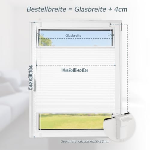 Plissee Bernice klemmfix ohne Bohren, Weiß 35x100cm