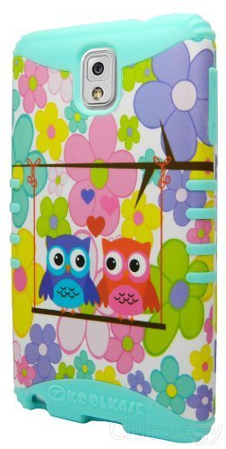 New Hybrid Rugged Impact Hard Design Case Soft Skin Cover Samsung Galaxy Note 3 (Owl Flowers)