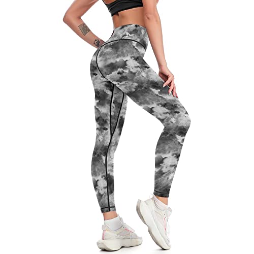 Cerburny Women's Athletic Workout Leggings High Waisted 4-Way Stretch Yoga Pants Running Exercise Tie Dye Pants