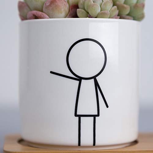 NICEXMAS Vaso de Flores Criativo Mini Vasos de Plantas de Cerâmica Com Ferro Estatueta Abstrata Pai-