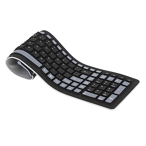 jojofuny Teclado Inalámbrico USB 2.4Ghz 107 Teclas Silicona Flexible Plegable Resistente al Agua Compatible Pc Portátil para Oficina y Viaje