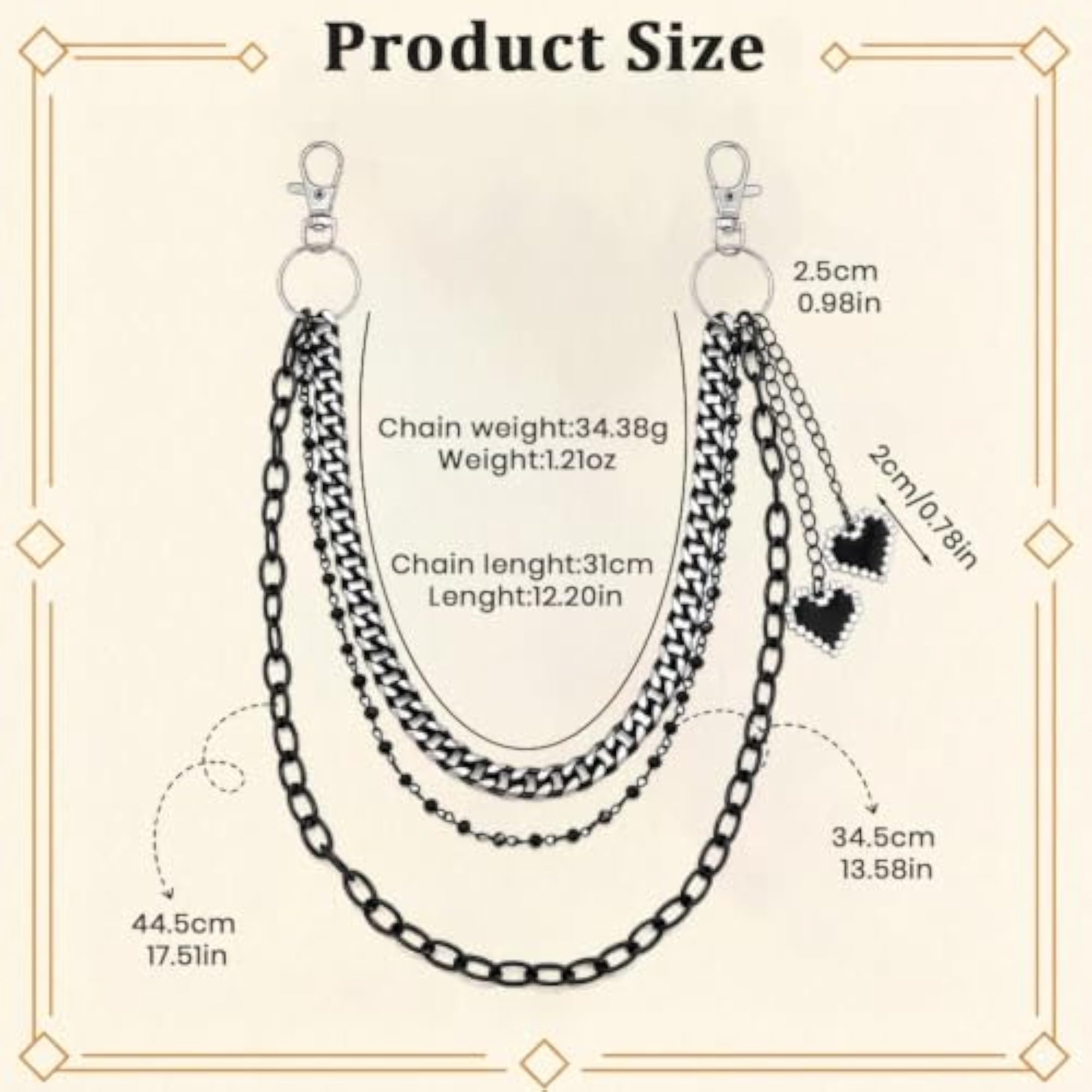 Double Layer Skull Charm Pants Chain for Jeans